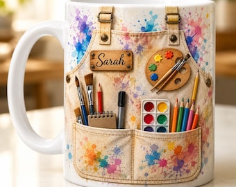 Personalized Art Teacher Mug, Custom Name Teacher Coffee Cup, Paint Palette Mug, Artist Teacher Gift, Back to School Gift