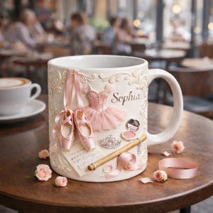 Mug de ballet personnalisé, cadeau ballerine nom personnalisé, tasse à café pour amateur de danse, tasse chaussures de ballet, cadeau pour danseuse, cadeau de ballet