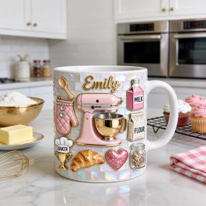 May include: A white ceramic mug with a black handle and the text "But First, Coffee" in a black, bold font. The mug is sitting on a wooden surface.