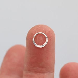 14k Palladium White Gold- Hammered Texture Nose/Septum ring