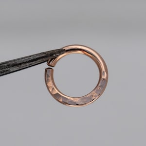 14k solid Rose Gold- Hammered Texture Nose/Septum ring
