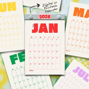 Calendrier 2026 imprimable | Téléchargement PDF | Modèle d'agenda annuel | Calendrier pour la maison et le bureau | A4 image 2