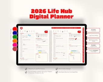 Agenda numérique 2026 Life Hub, tablette Android minimaliste pour iPad, 6 couleurs (téléchargement numérique)