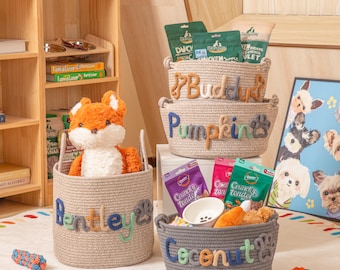 Personalized Cotton Rope Pet Toy Basket | Custom Dog Cat Storage