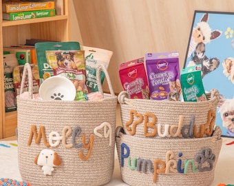 Personalized Cotton Rope Pet Toy Basket | Custom New Puppy Gift