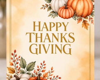 Elegante Aquarell-Kürbis-Thanksgiving-Karte