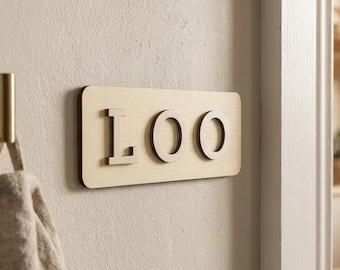 Loo Toilet Sign: Pastel Yellow, Restroom Sign, Bathroom Door Plaque