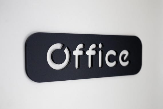 Plaque pour porte de bureau – Plaque en acrylique noir avec lettrage découpé – 15 x 5 cm Plaque pour porte d'entreprise ou de lieu de travail
