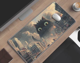 Catzilla Desk Mat | Kawaii Monster Cat Workspace Decor