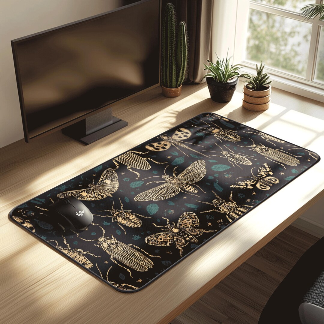 Insects XXL Desk Mat | Extended Botanical Bug Mouse Pad | Large ...