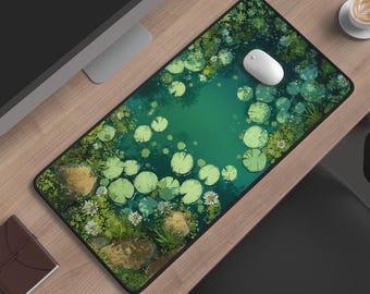 Lily Pad Vijverbureaumat – Groen Kawaii Gaming Decor