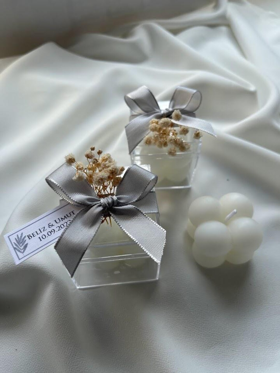 Personalized Wedding Favor Candle Box – Elegant Guest Gift – Bubble ...