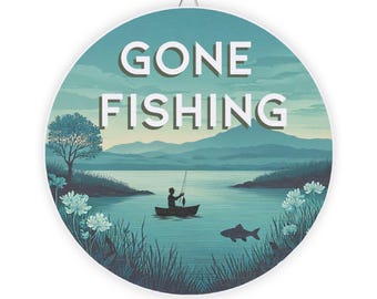 Gone Fishing Wood Sign - Rustic Decor, Fishing Gift, Outdoor Wall Art,