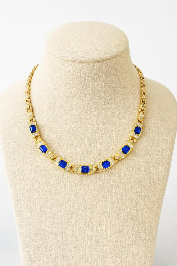 18K Gold Sri Lankan Sapphire Necklace: 39.77ct Diamond Statement Jewelry