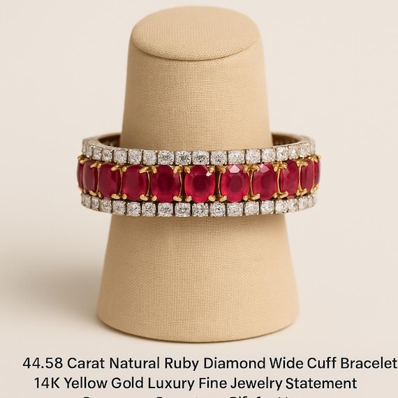 Ruby Diamond Tennis Bracelet | 14K White Gold, Handmade Jewelry