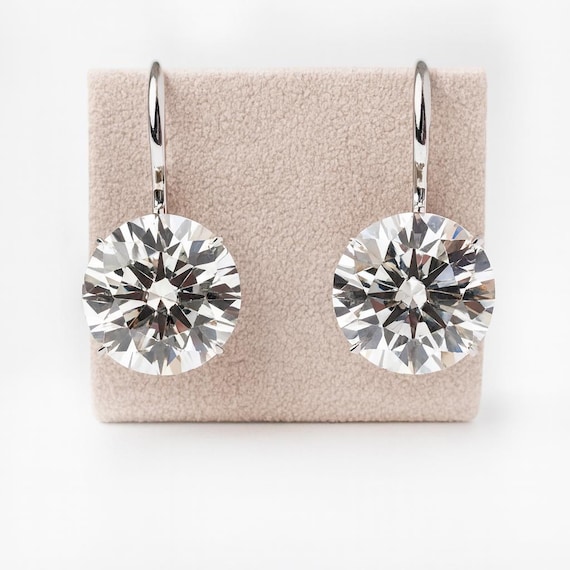 GIA 41.8 Carat Diamond Drop Earrings, 18K White Gold Bridal Jewelry