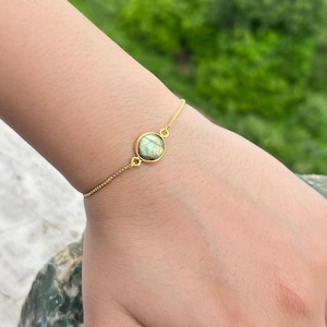 Labradorite Chain Link Bracelet : Gold Plated Slider Lock Brass Jewelry Gift For Love