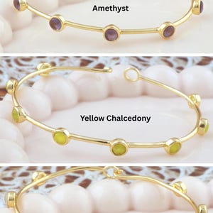 Handgemachter Multi Edelstein Armreif: Amethyst Mondstein Chalcedon Armband Schmuck Geschenk für Mama Bild 9