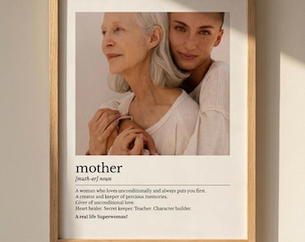 Póster personalizado para mamá, lámina con la definición de mamá, arte de pared de una verdadera supermujer, regalo de cumpleaños para mamá, regalo del Día de la Madre