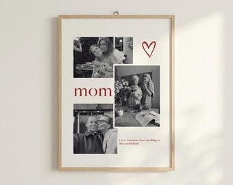 Póster personalizado con collage de fotos para mamá, lámina de regalo personalizada para el Día de la Madre, cuadro "Te quiero mamá", regalo de cumpleaños, regalo del Día de la Madre.