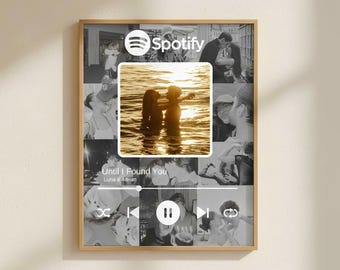 Póster personalizado de pareja de Spotify, collage de fotos con canciones personalizadas, regalo de San Valentín, regalo de aniversario, arte mural para novios y novias.