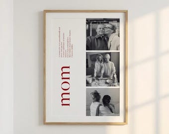 Póster personalizado con foto de mamá, lámina personalizada con la definición de madre, regalo moderno para mamá, regalo de cumpleaños, regalo del Día de la Madre.