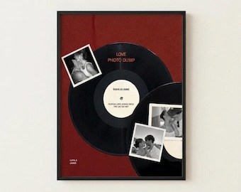 Póster de vinilo personalizado para parejas, plantilla para fotos de amor, arte de pared personalizado al estilo Spotify, regalo romántico de collage de fotos