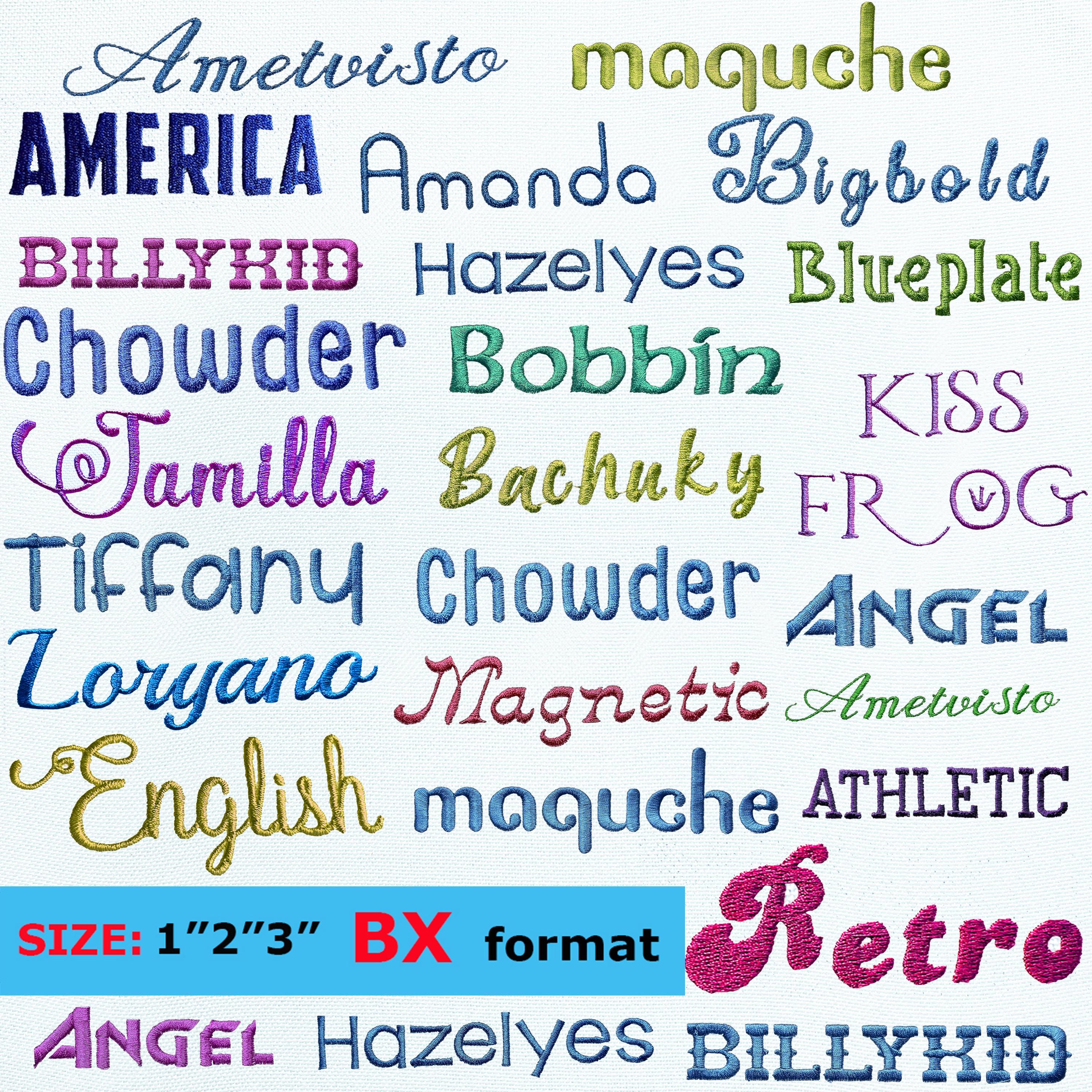 Embroidery Fonts BX, Embrilliance BX Fonts, 20 BX Font Bundle, Bx Font ...