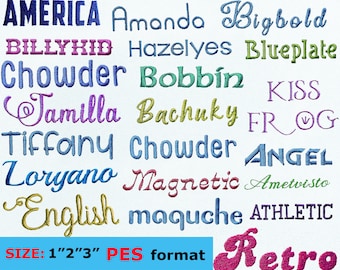 Borduurlettertypen PES, 20 PES-lettertypenbundel, PES-lettertype, machinelettertypen, digitale download