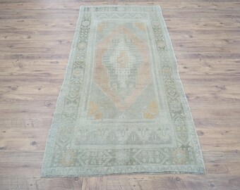 Vintage Oushak Wool Rug, Beige,red rug,Anatolian Home Decor (3.8 x 7.6 FT)
