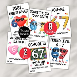 67 Valentine's Day Cards for Kids | Funny Classroom Valentines | Six Seven Trend Valentine Boys Girls Gen Z Alpha Valentine Cards Boys Girls image 5