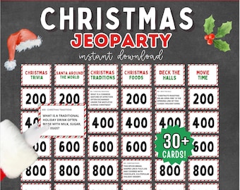Christmas Jeoparty Game, Holiday Jeoparty Trivia Game, Holiday Trivia Family Game, Jeoparty Game Christmas, Family Reunion Christmas Game