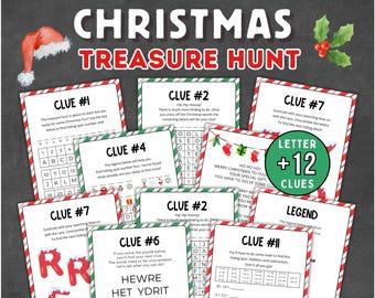 Christmas Treasure Hunt for Older Kids, Christmas Scavenger Hunt, Indoor Christmas Treasure Hunt For Older Kids, Santa Gift Treasure Hunt