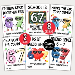 67 Valentine's Day Cards for Kids | Funny Classroom Valentines | Six Seven Trend Valentine Boys Girls Gen Z Alpha Valentine Cards Boys Girls image 3