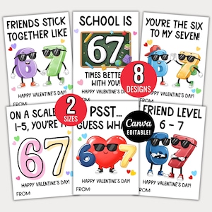 67 Valentine's Day Cards for Kids | Funny Classroom Valentines | Six Seven Trend Valentine Boys Girls Gen Z Alpha Valentine Cards Boys Girls