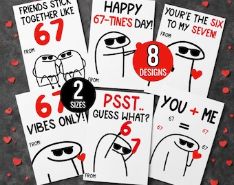 67 Slang Valentine Cards for Kids | Funny Classroom Valentines | Six Seven Trend Valentine Boys Girls Gen Z Alpha Valentine Cards Boys Girls