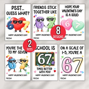 67 Valentine's Day Cards for Kids | Funny Classroom Valentines | Six Seven Trend Valentine Boys Girls Gen Z Alpha Valentine Cards Boys Girls image 6