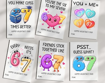 67 Valentine's Day Cards for Kids | Funny Classroom Valentines | Six Seven Trend Valentine Boys Girls Gen Z Alpha Valentine Cards Boys Girls