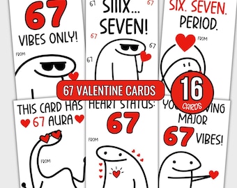 67 Slang Valentine Cards for Kids | Funny Classroom Valentines | Six Seven Trend Valentine Boys Girls Gen Z Alpha Valentine Cards Boys Girls