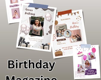 Editable Birthday Magazine Template | Custom Photo Gift (Canva)