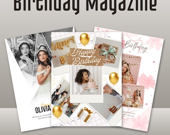 Personalized Birthday Magazine Canva Template: Unique Photo Gift (Digital Download)
