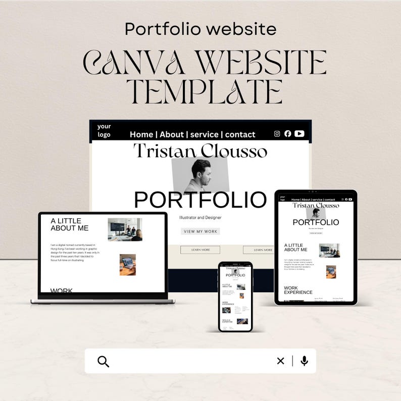 Minimalist Portfolio Website Template | Modern Canva Design - Etsy