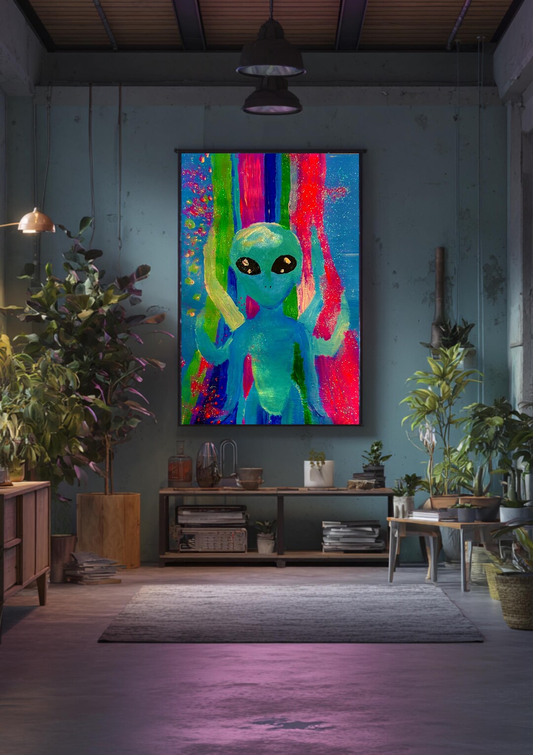 Trippy Alien Poster Hand Drawn Print - Etsy