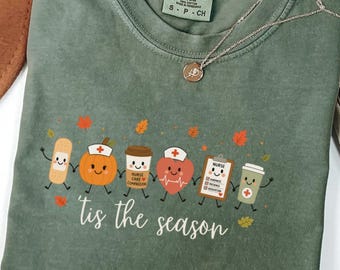 Cadeau d'infirmière pour une infirmière diplômée Tenue d'Halloween pour infirmière en pédiatrie Chemise d'automne pour Thanksgiving Cadeau de la clinique de l'hôpital pour remercier une infirmière