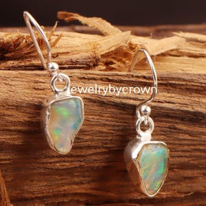 Handmade Ethiopian Opal Dangle Earrings, 925 Sterling Silver, Boho Multi Fire Jewelry