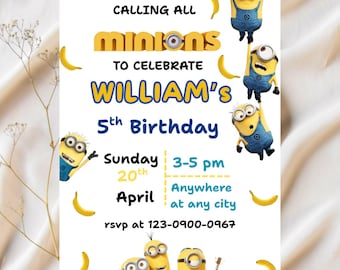 Editable Minions Birthday Invitation Template (Canva)