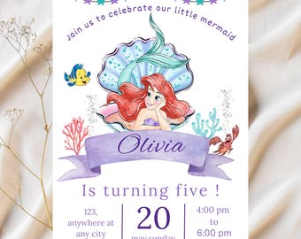 Ariel Birthday Invitation, Under the Sea Party (Digital Download)