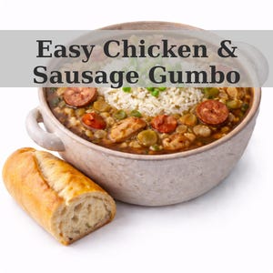 Enkelt recept på kyckling- och korvgumbo | Glutenfritt alternativ | Direktnedladdning | Utskrivbar PDF