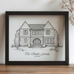 Boceto de casa a partir de una foto: dibujo personalizado, pintura personalizada, regalo de cierre para agente inmobiliario, regalo para casa nueva: arte mural con descarga digital