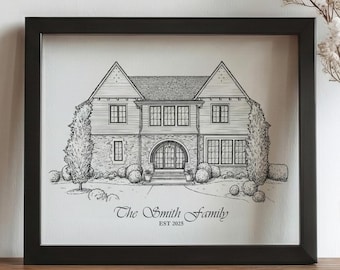 House Sketch From Photo – Personalised House Drawing, Custom House Painting, Realtor Closing Gift, New Home Gift – Digital Download Wall Art